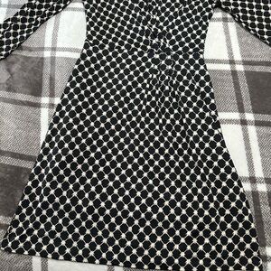 Gilli Black Dress with Cream Lattice Print — Long Sleeve